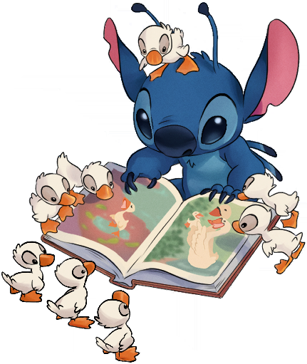 File:Stitch Reading to Ducklings Motif.png