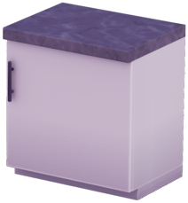 White Single-Door Counter (Left Handle) with Black Marble Top.png