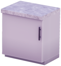 White Single-Door Counter (Right Handle) with White Marble Top.png