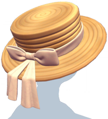 Straw Boater Hat with Pink Ribbon.png