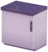 White Single-Door Counter (Right Handle) with Black Marble Top.png