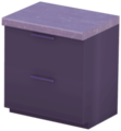 Black Double-Drawer Counter with Gray Marble Top.png