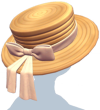 Straw Boater Hat with Pink Ribbon.png