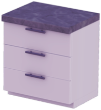White Triple-Drawer Counter with Black Marble Top.png